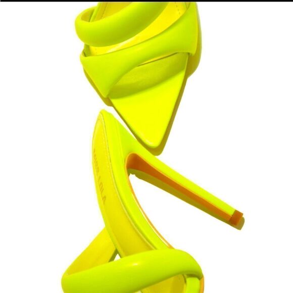 NEON LIME GREEN MULES | LIME GREEN STRAPPY MULE - Picture 2 of 4